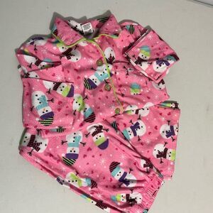 Joe Boxer Pink Flannel Snowman Kids Pajamas size M (7-8)